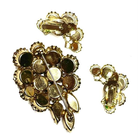 Brooch & Clip Earrings Purple Gold Vtg High End Costume Jewelry S24 - Picture 7 of 8
